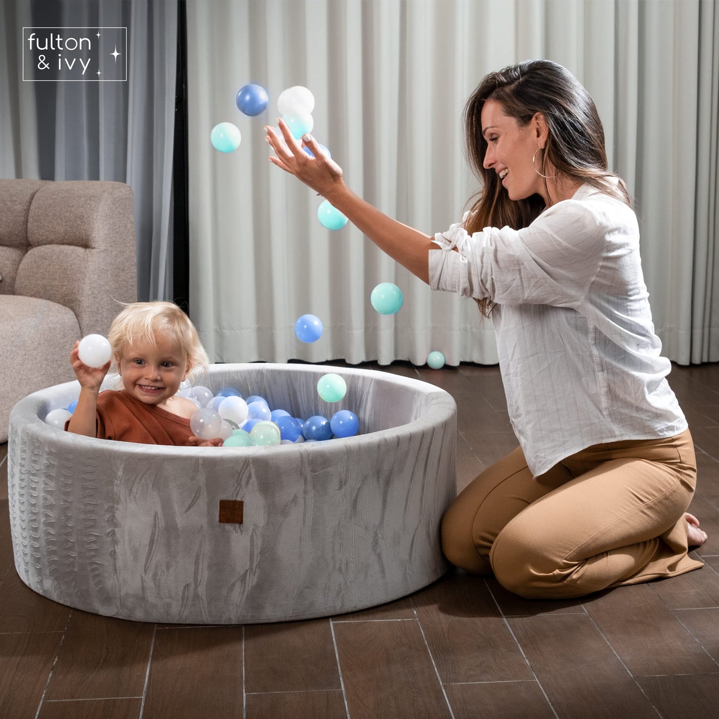 Fulton & Ivy Premium Baby & Toddler Ball Pit — Memory Foam, Non-Toxic, Easy-Clean (35.5-inch diameter x 11.8-inch height)