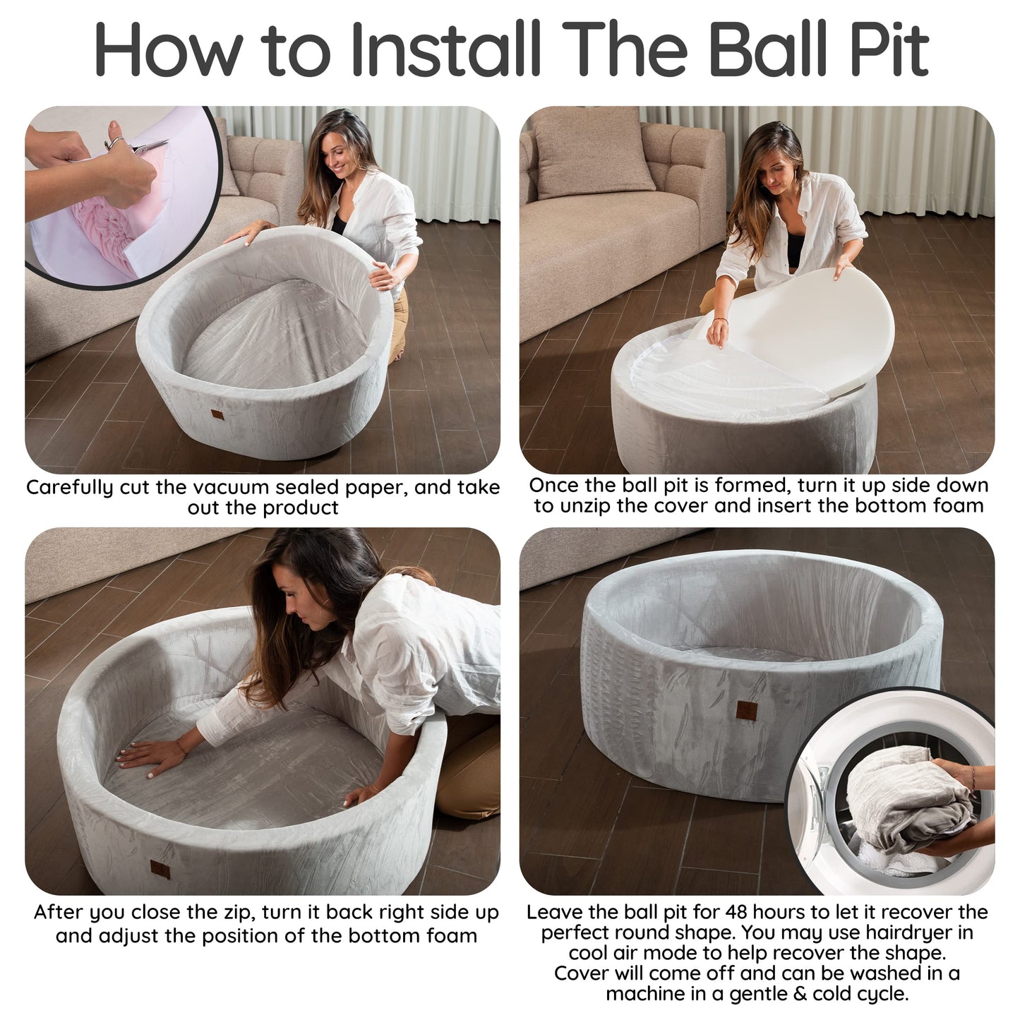 Fulton & Ivy Premium Baby & Toddler Ball Pit — Memory Foam, Non-Toxic, Easy-Clean (35.5-inch diameter x 11.8-inch height)