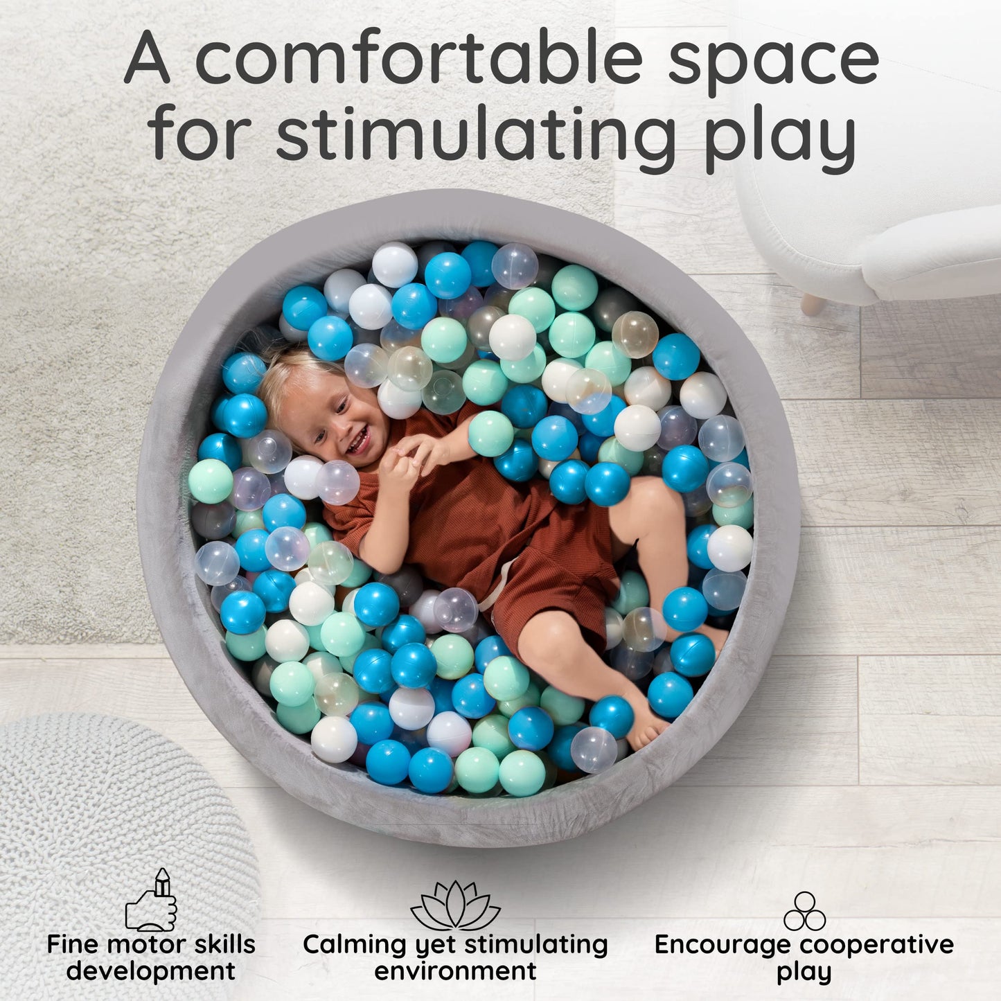 Fulton & Ivy Premium Baby & Toddler Ball Pit — Memory Foam, Non-Toxic, Easy-Clean (35.5-inch diameter x 11.8-inch height)