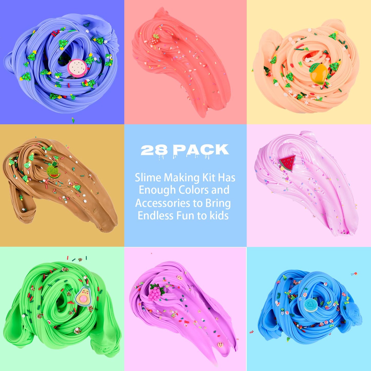 Fumeetplax 28-Pack Butter Slime Kit – Peach, Watermelon & Fruit Slimes for Kids