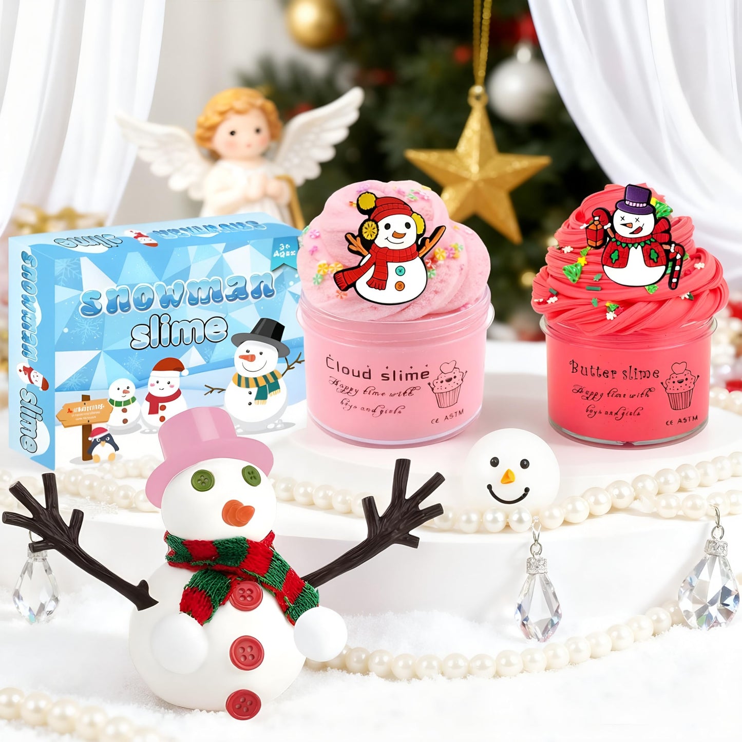 Fumeetplax 9 Pack Snowman Theme Slime Kit – Clear, Cloud & Butter Slime | Do You Want to Build a Snowman