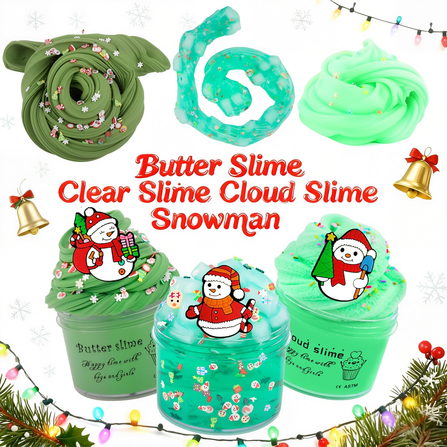 Fumeetplax 9 Pack Snowman Theme Slime Kit – Clear, Cloud & Butter Slime | Do You Want to Build a Snowman