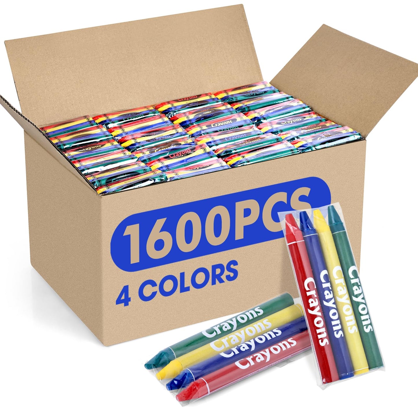 FUMILE 1600-Count Crayon Set: 400 Packs of 4 Colors for Parties and School