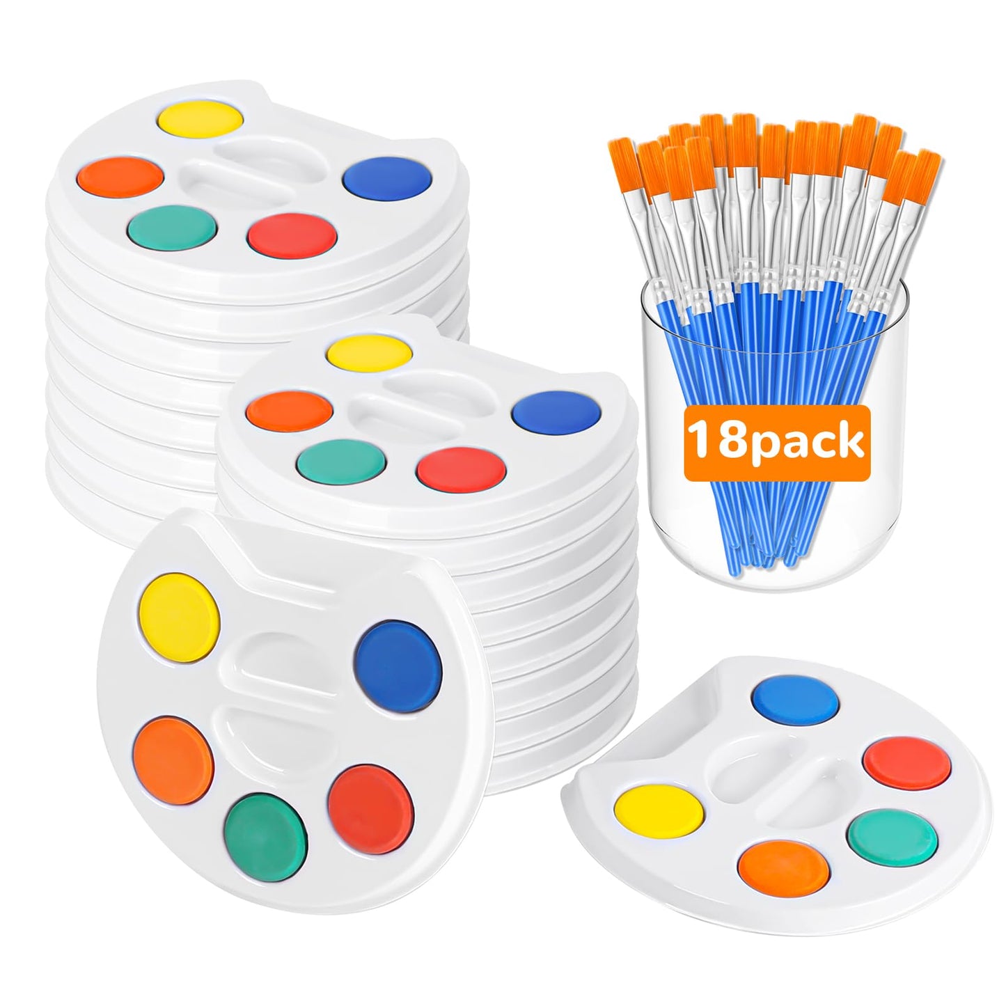 FUMILE Mini Watercolor Paint Set for Kids – 18-Pack, 5-Color Blocks