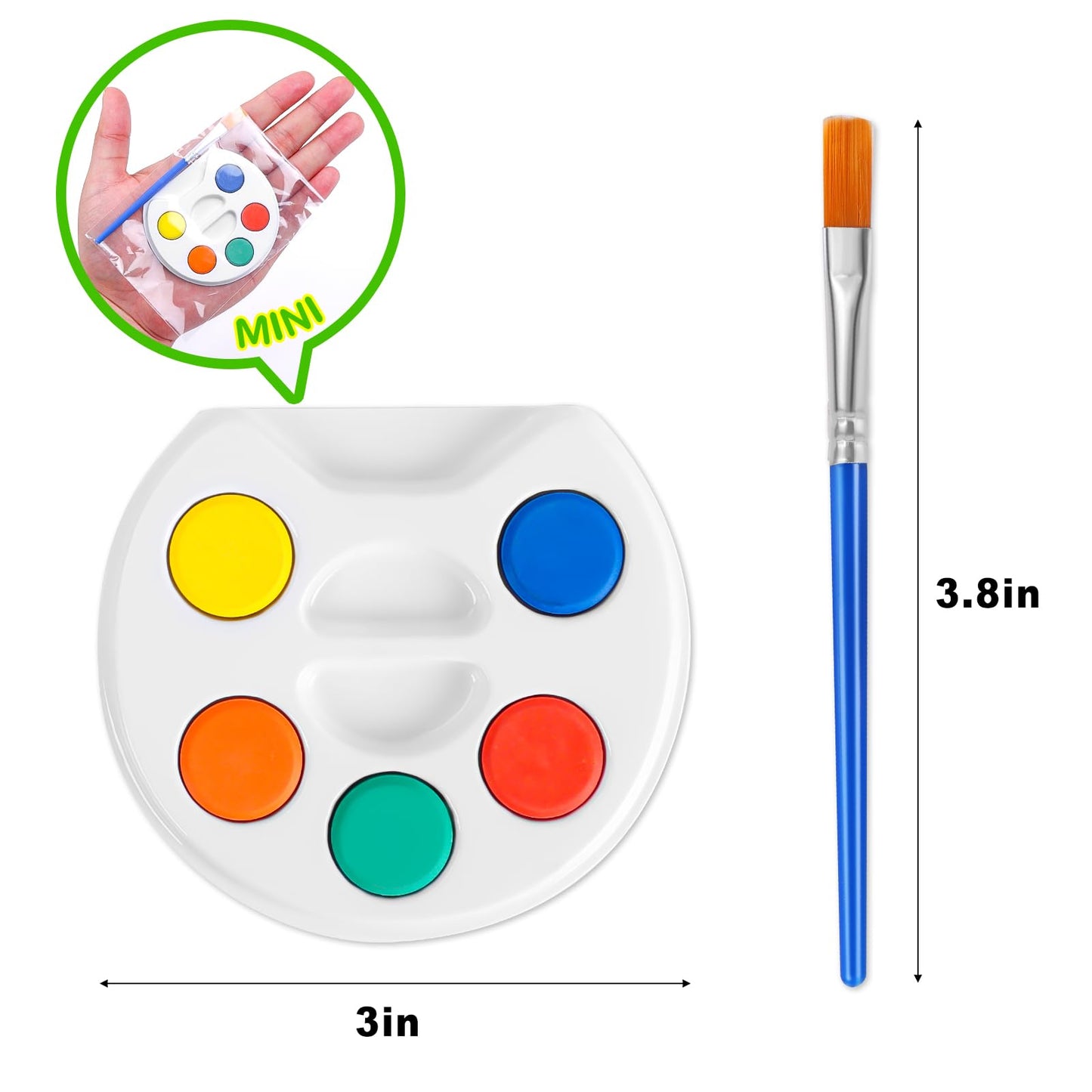 FUMILE Mini Watercolor Paint Set for Kids – 18-Pack, 5-Color Blocks
