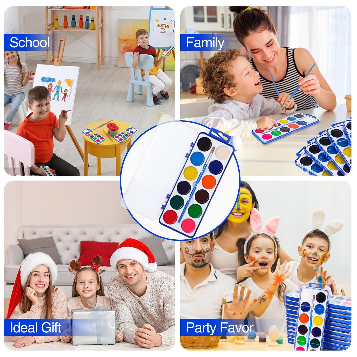 FUMILE 18-Pack Watercolor Paint Set for Kids – 12 Colors with Brush