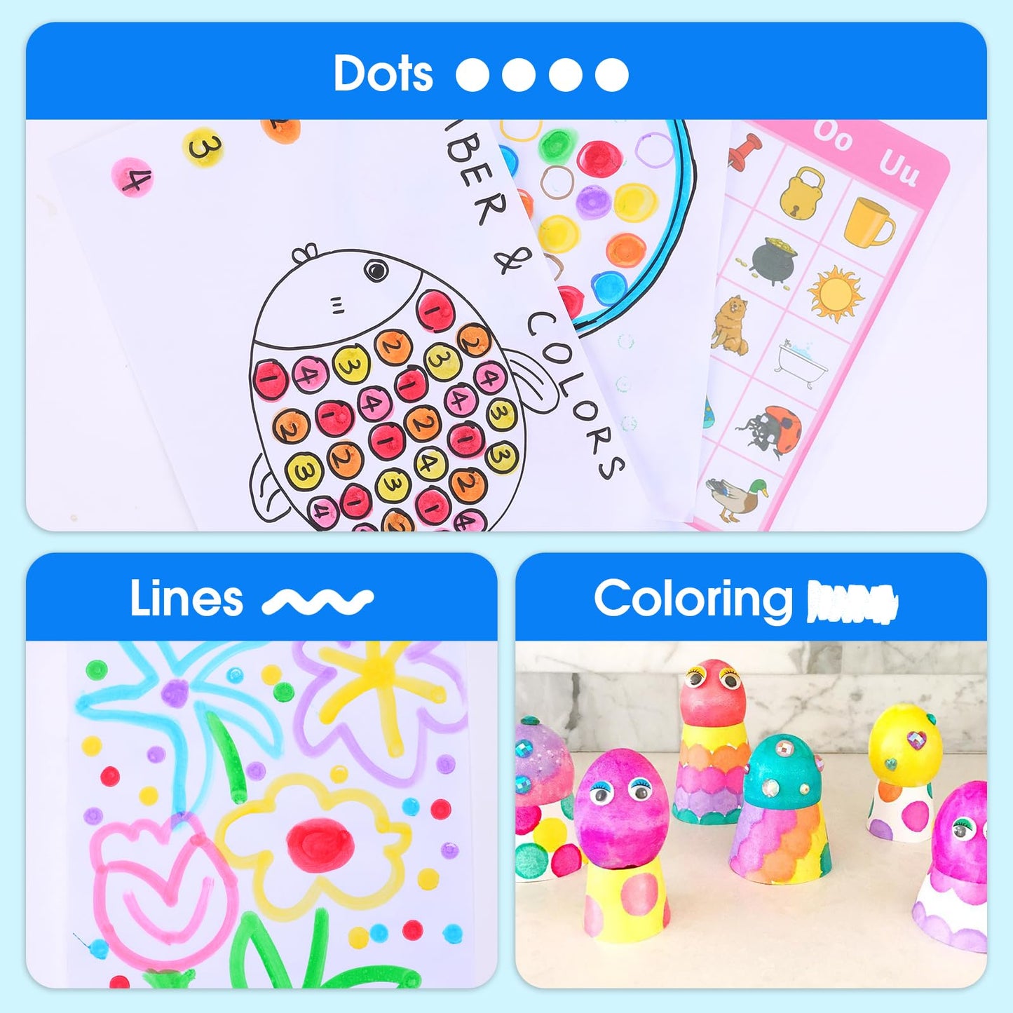 FUMILE Dot Markers for Toddlers – 8-Pack Non-Toxic Washable Bingo Dots