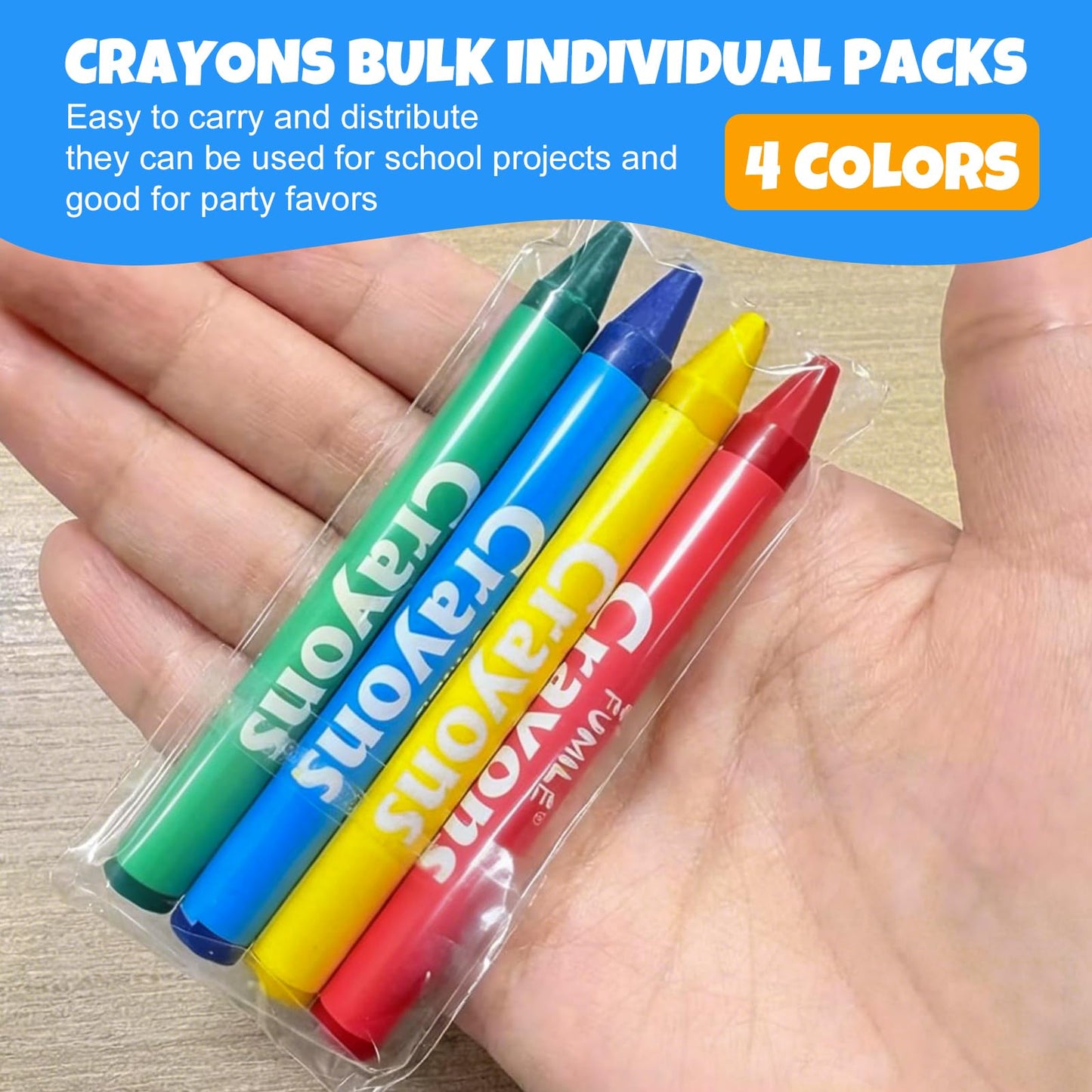 FUMILE 1600-Count Crayon Set: 400 Packs of 4 Colors for Parties and School