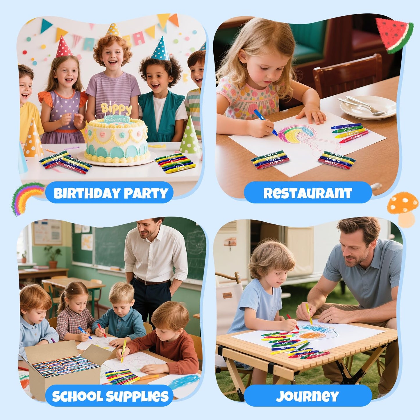 FUMILE 1600-Count Crayon Set: 400 Packs of 4 Colors for Parties and School