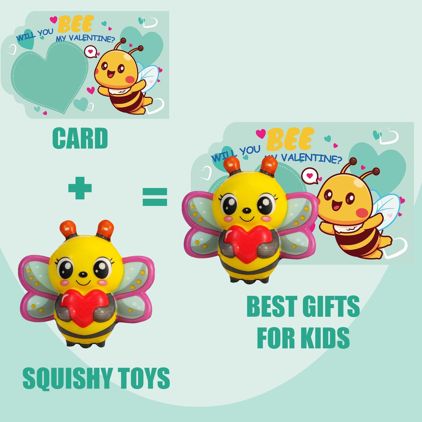 Fumogym 24Pcs Animal Heart Squishy Toys – Valentine Cards & Classroom Favors