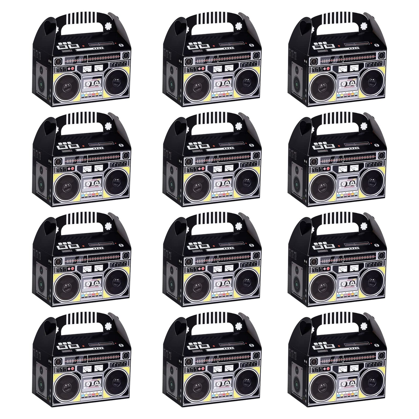 Fumwase 12-Pack 80s/90s Boombox Favor Boxes – Retro Party Decor & Centerpieces