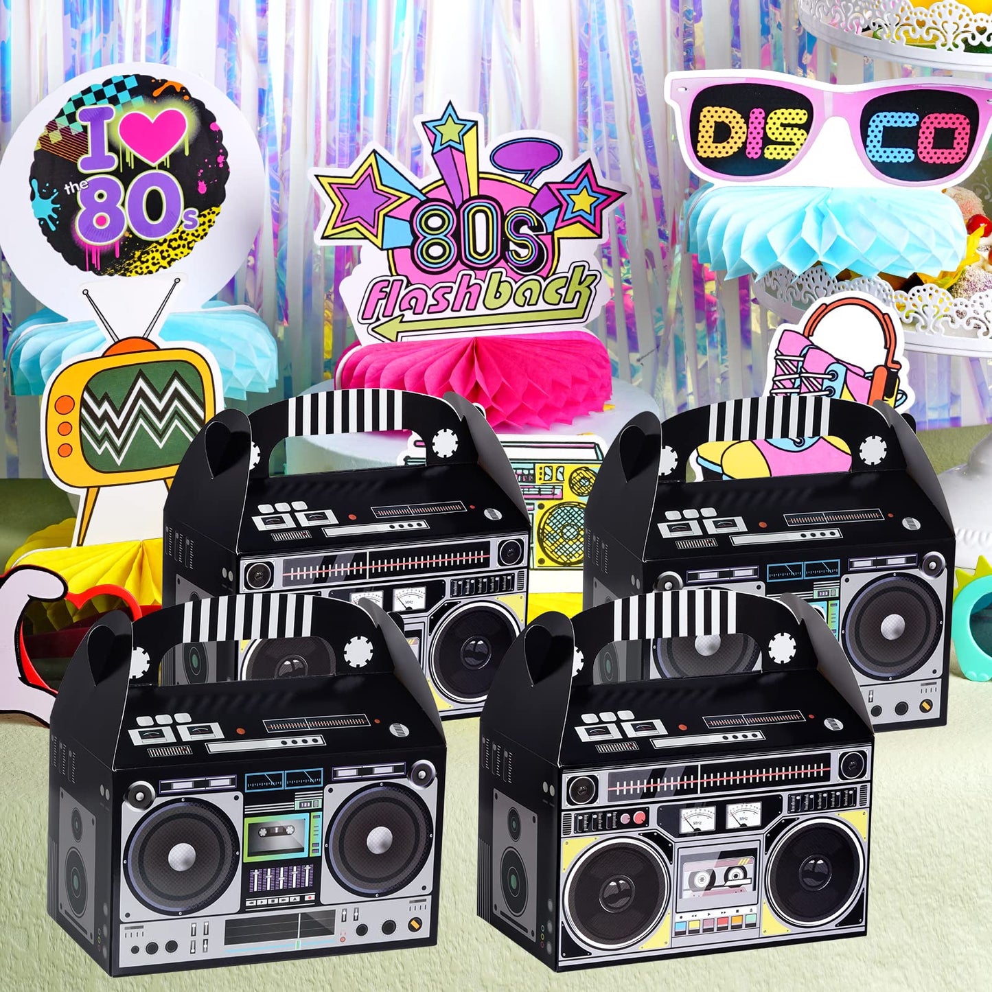 Fumwase 12-Pack 80s/90s Boombox Favor Boxes – Retro Party Decor & Centerpieces