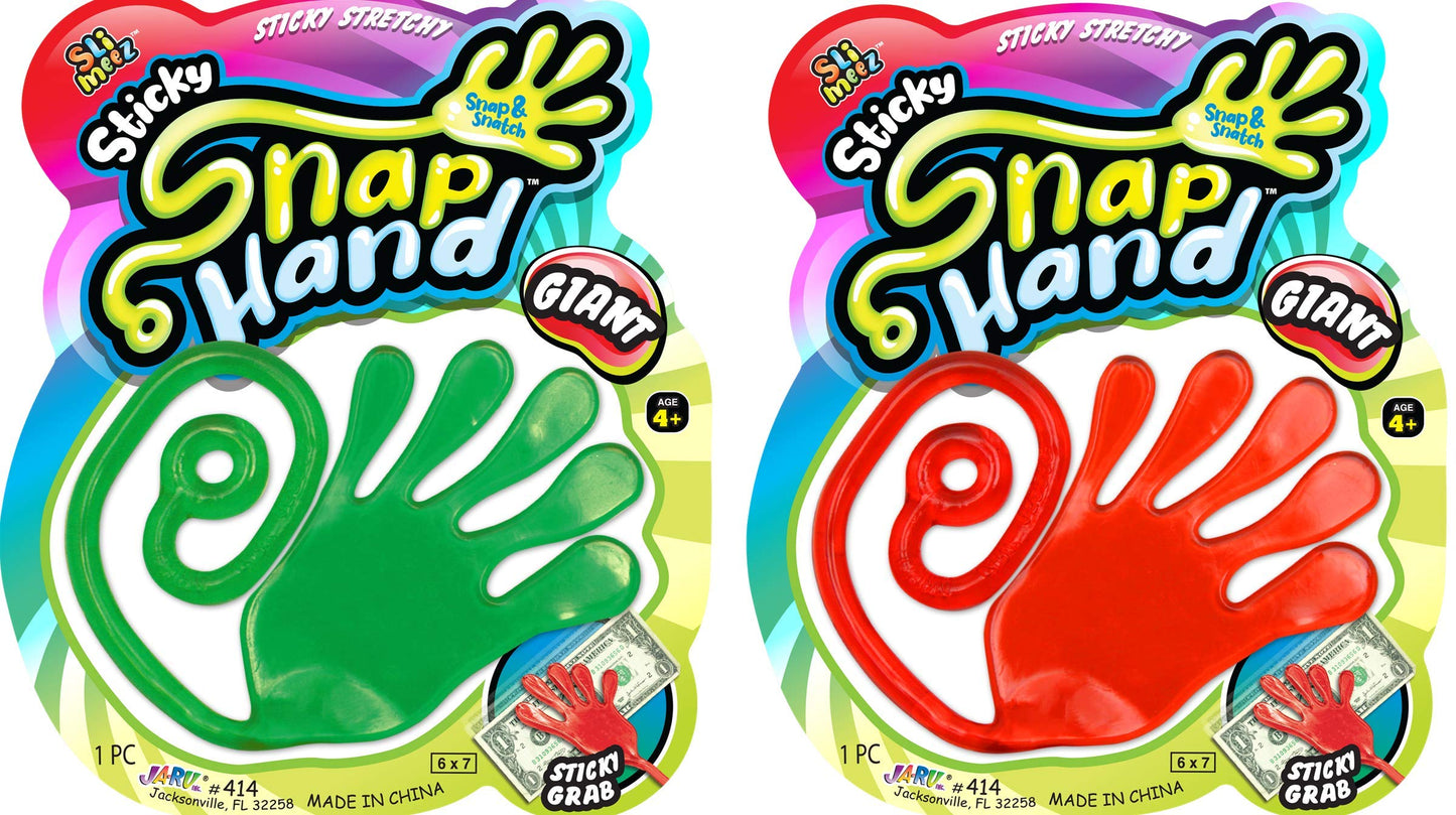Fun a Ton Giant Snap Hand Jumbo Sticky Hands Toy – 2 Pack, Assorted Colors
