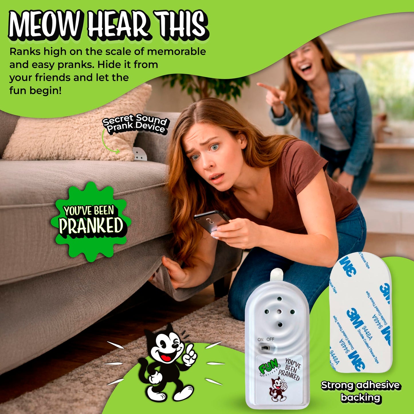 FUN delivery Meow Hear This: Hidden Cat Sound Prank Device for Office Pranks, Gags & Gifts
