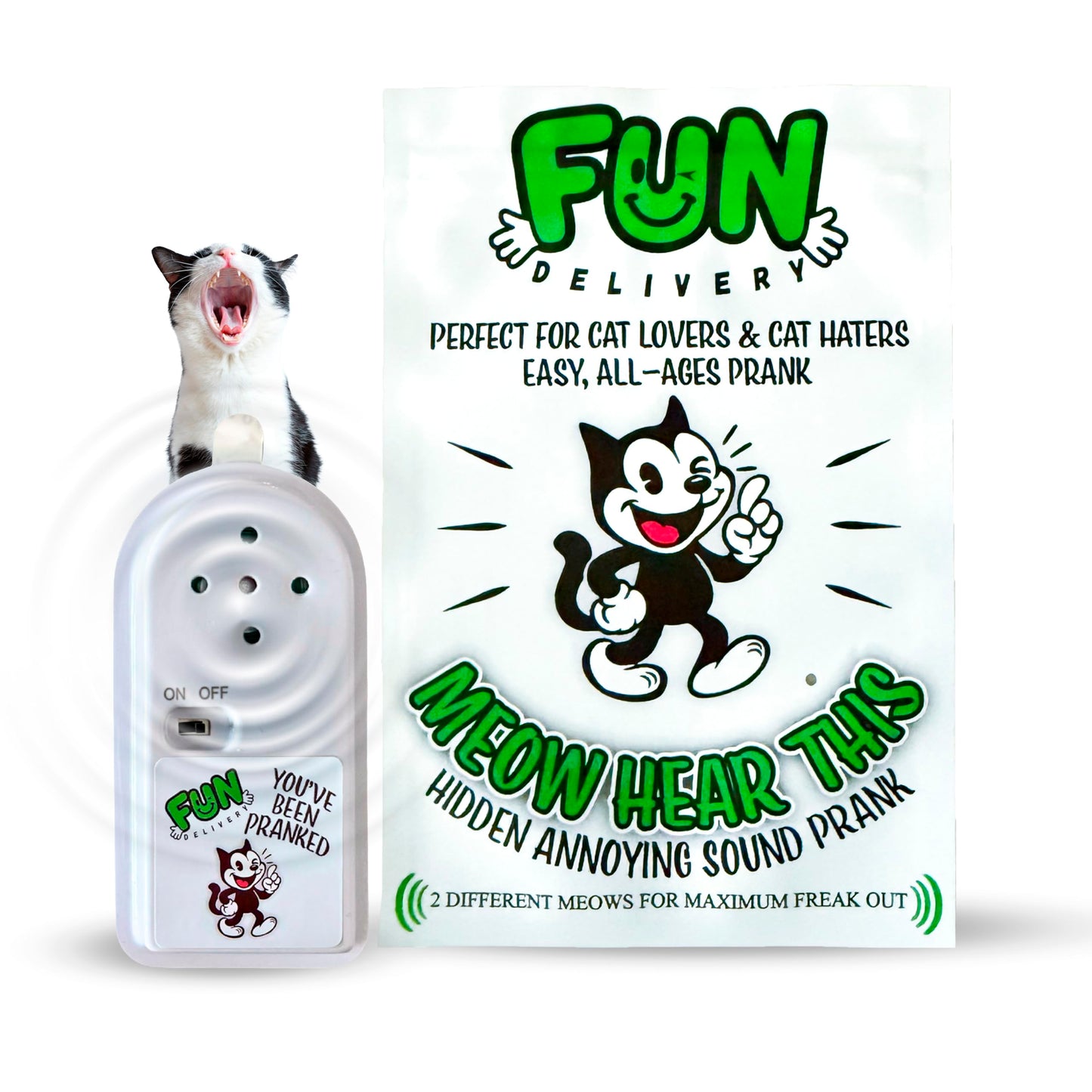 FUN delivery Meow Hear This: Hidden Cat Sound Prank Device for Office Pranks, Gags & Gifts