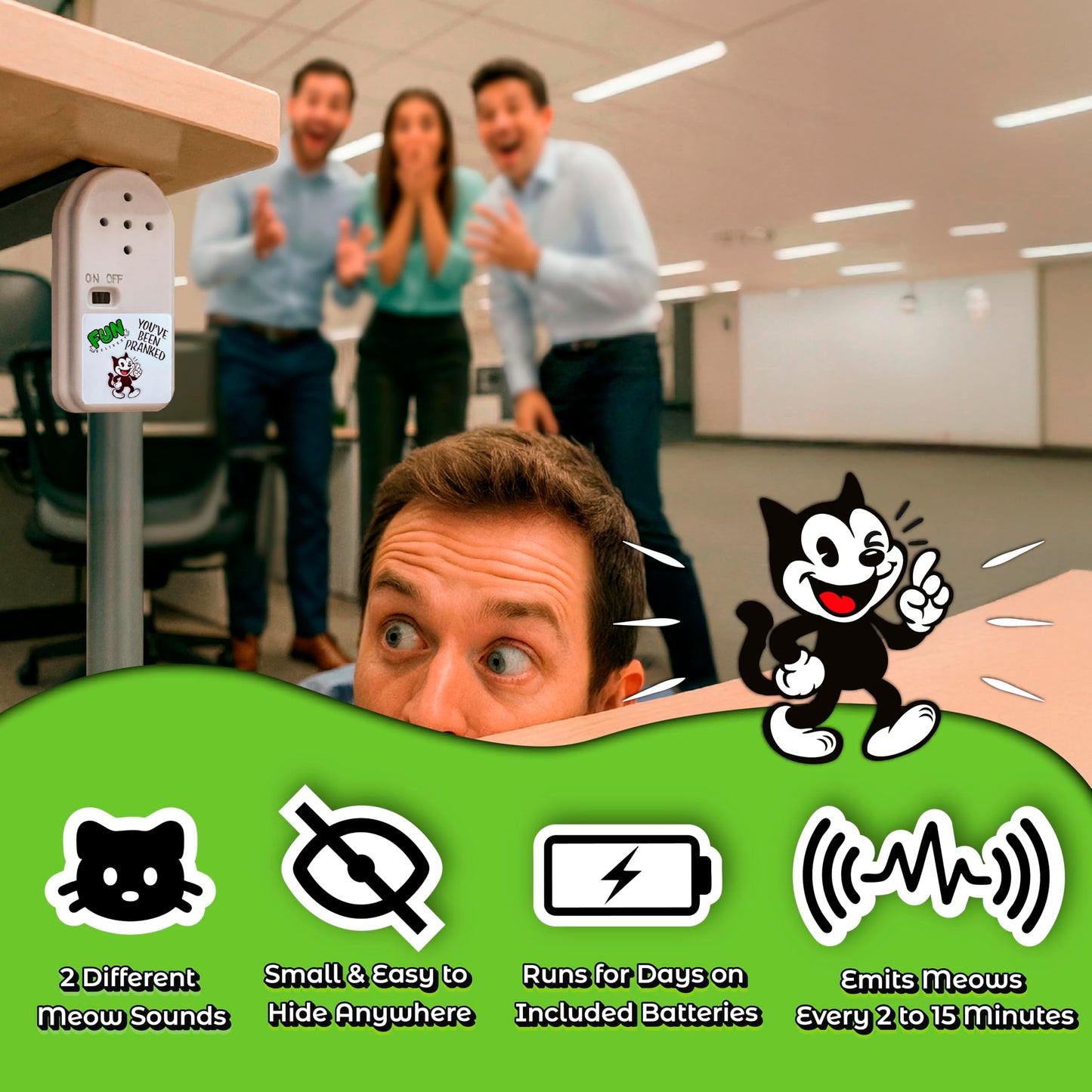 FUN delivery Meow Hear This: Hidden Cat Sound Prank Device for Office Pranks, Gags & Gifts