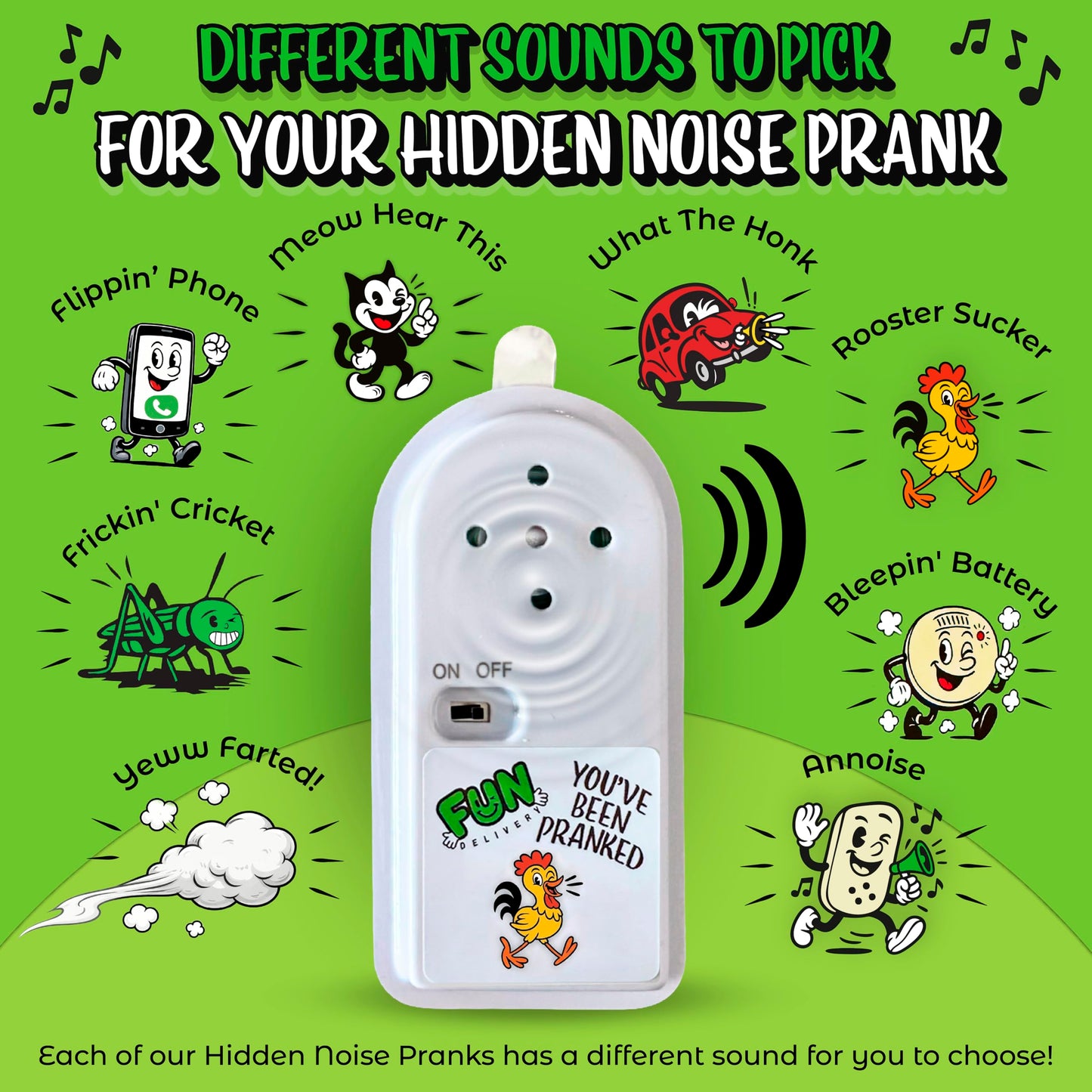 FUN delivery Rooster Sucker – Hidden Crow Prank Device with Random Intervals