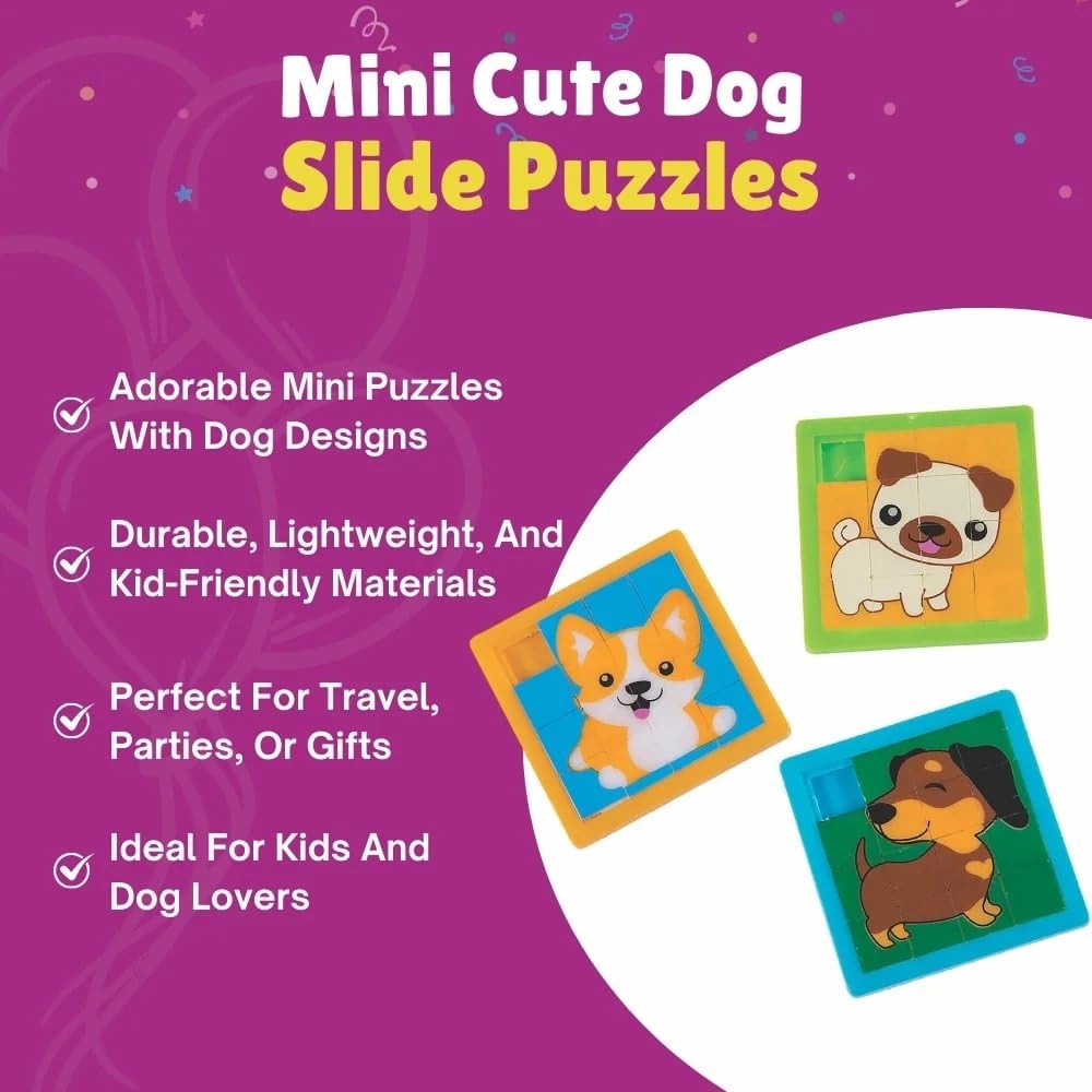 Fun Express Cute Dog Slide Puzzle – 12-Piece Educational Toy for Kids | Cognitive Skills & Hand-Eye Coordination