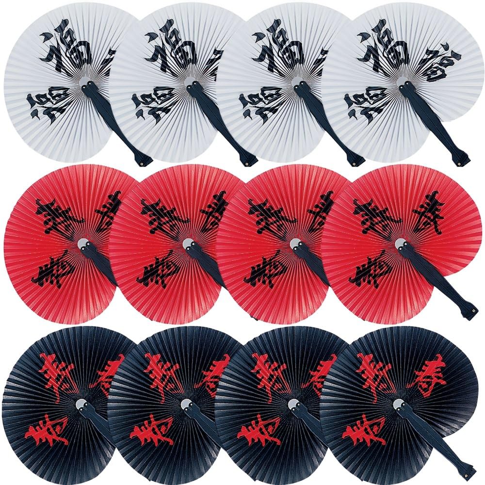 Fun Express Chinese Character Folding Fans – 12 Pieces for Parties & Favors