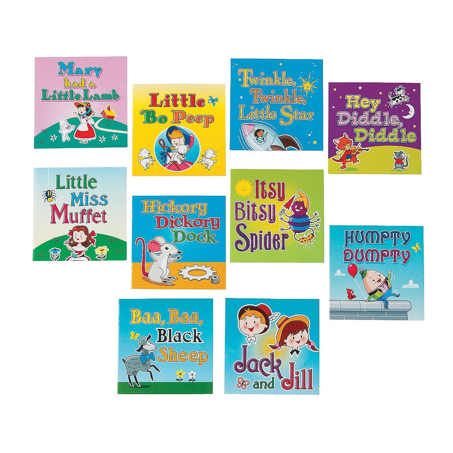 Fun Express Classic Nursery Rhyme Readers – 5x5in, 10-Pack for Early Literacy