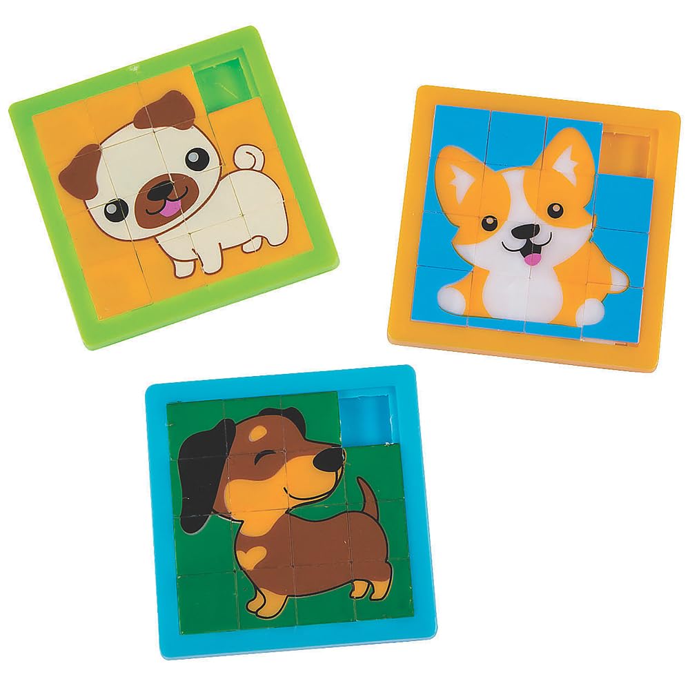 Fun Express Cute Dog Slide Puzzle – 12-Piece Educational Toy for Kids | Cognitive Skills & Hand-Eye Coordination