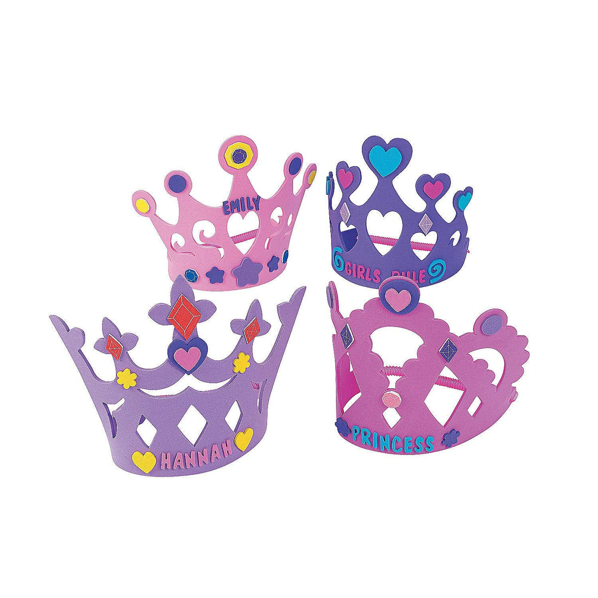 Fun Express DIY Foam Princess Crown Kit – 12 Tiara Crowns for Parties & Crafts