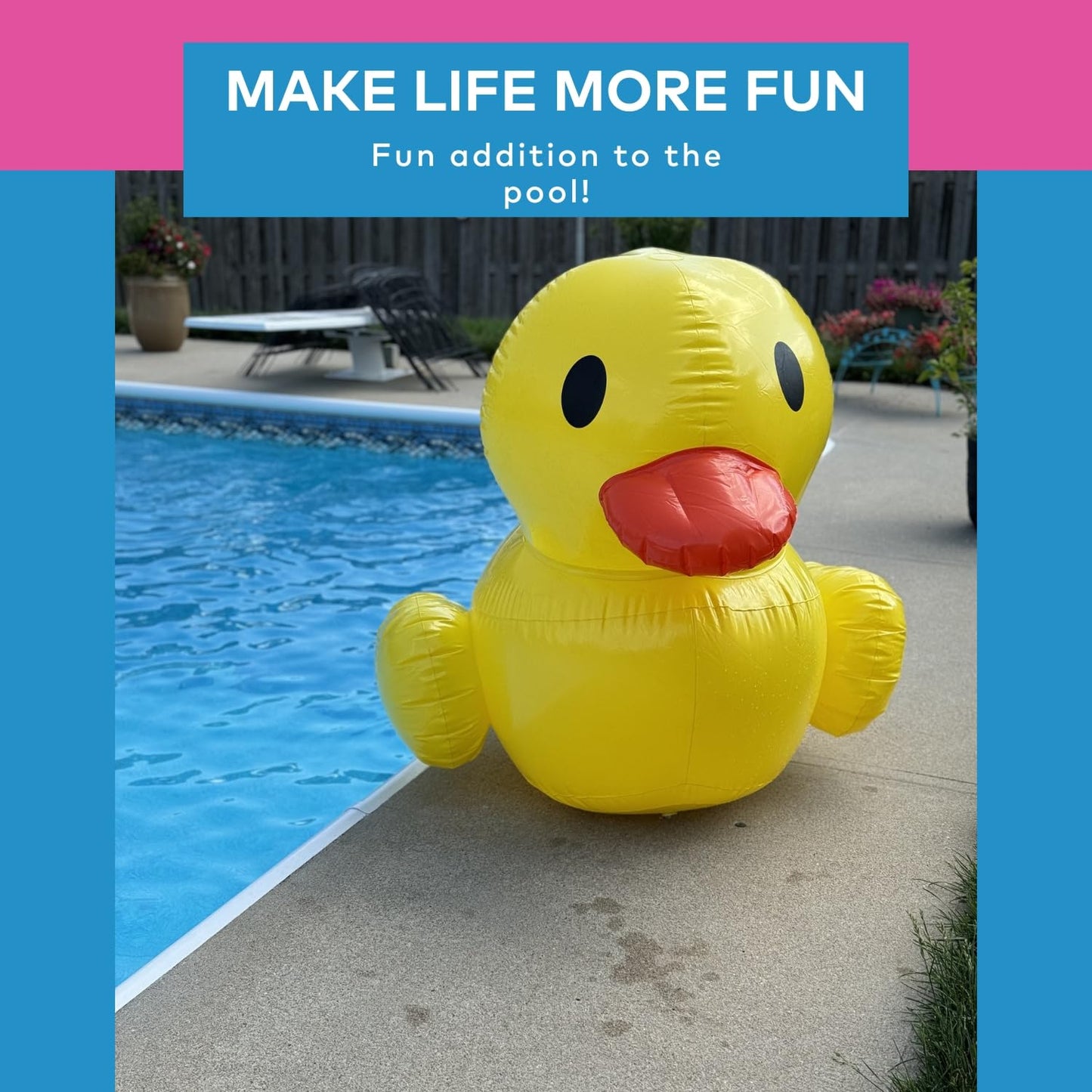 Fun Express Giant Inflatable Rubber Duck 4ft | Premium Vinyl Pool Float for Parties & Events