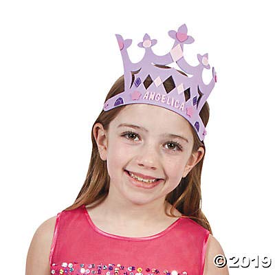 Fun Express DIY Foam Princess Crown Kit – 12 Tiara Crowns for Parties & Crafts