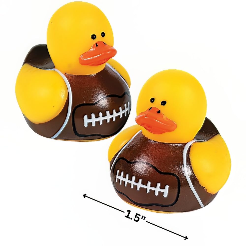 Fun Express Mini Football Rubber Ducks (Set of 24) | Tabletop Decor & Party Favors