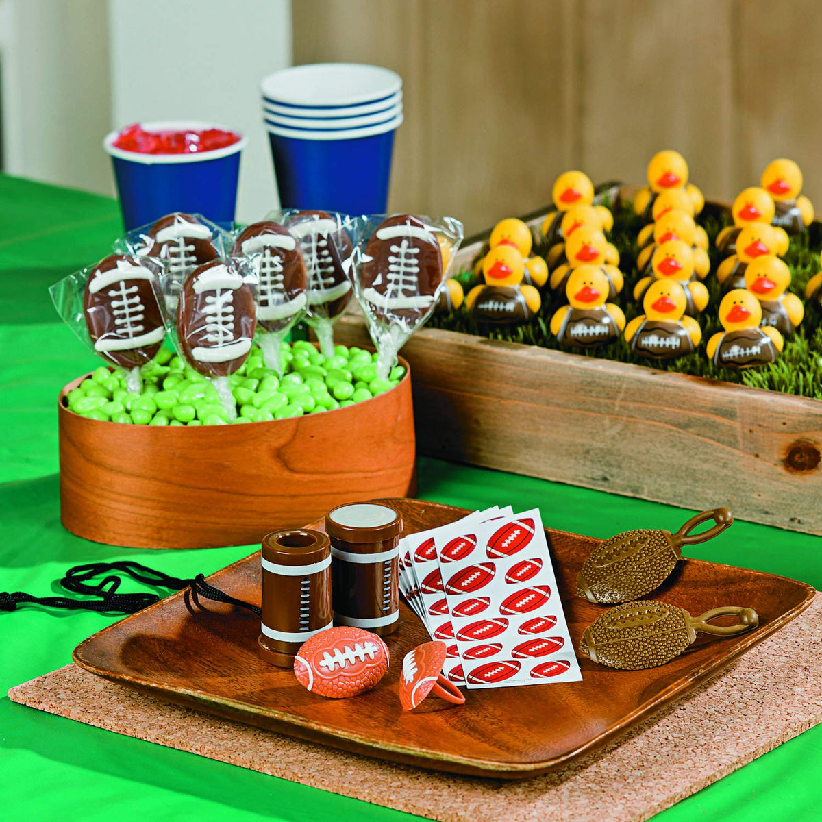 Fun Express Mini Football Rubber Ducks (Set of 24) | Tabletop Decor & Party Favors