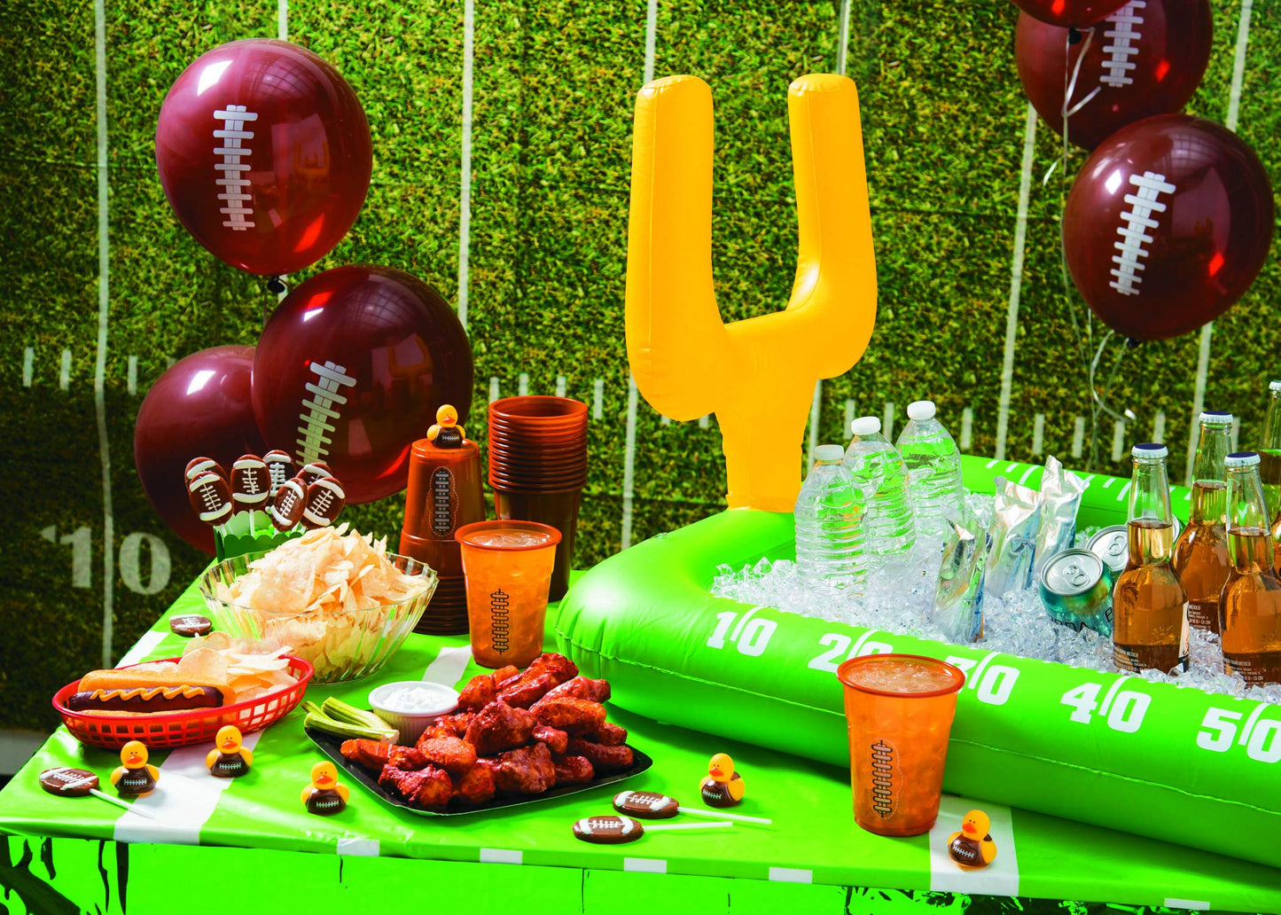 Fun Express Mini Football Rubber Ducks (Set of 24) | Tabletop Decor & Party Favors