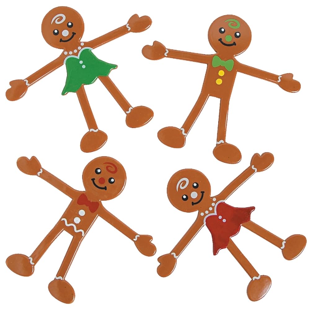 Fun Express Gingerbread Bendables – 24 Pack Bulk Kids Toys for Stocking Stuffers & Party Favors