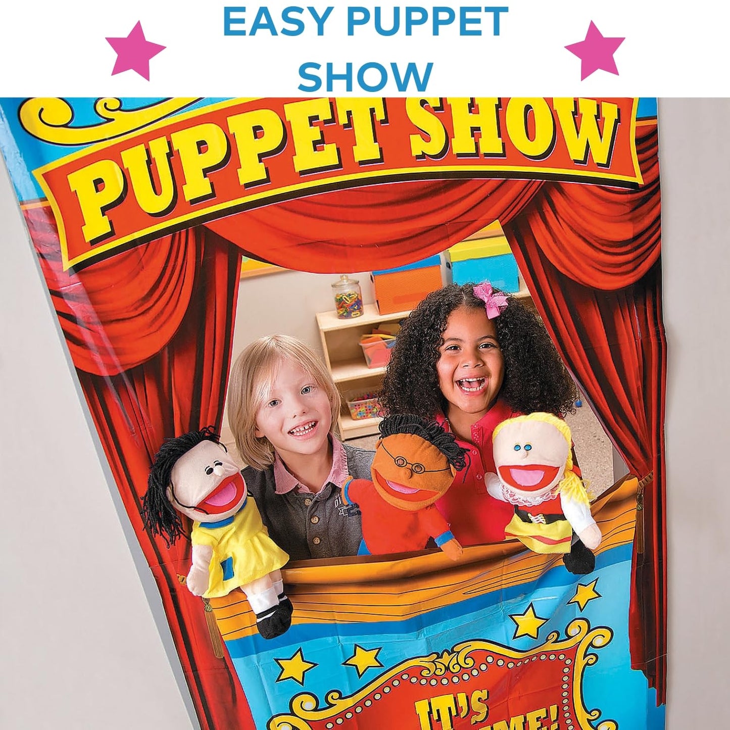 Fun Express Hand Puppets for Kids — Multicultural 8-Puppet Set with Movable Mouths