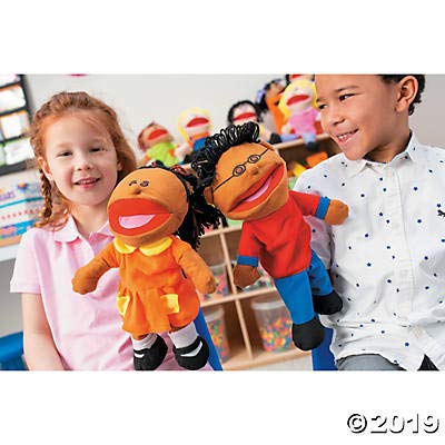 Fun Express Hand Puppets for Kids — Multicultural 8-Puppet Set with Movable Mouths