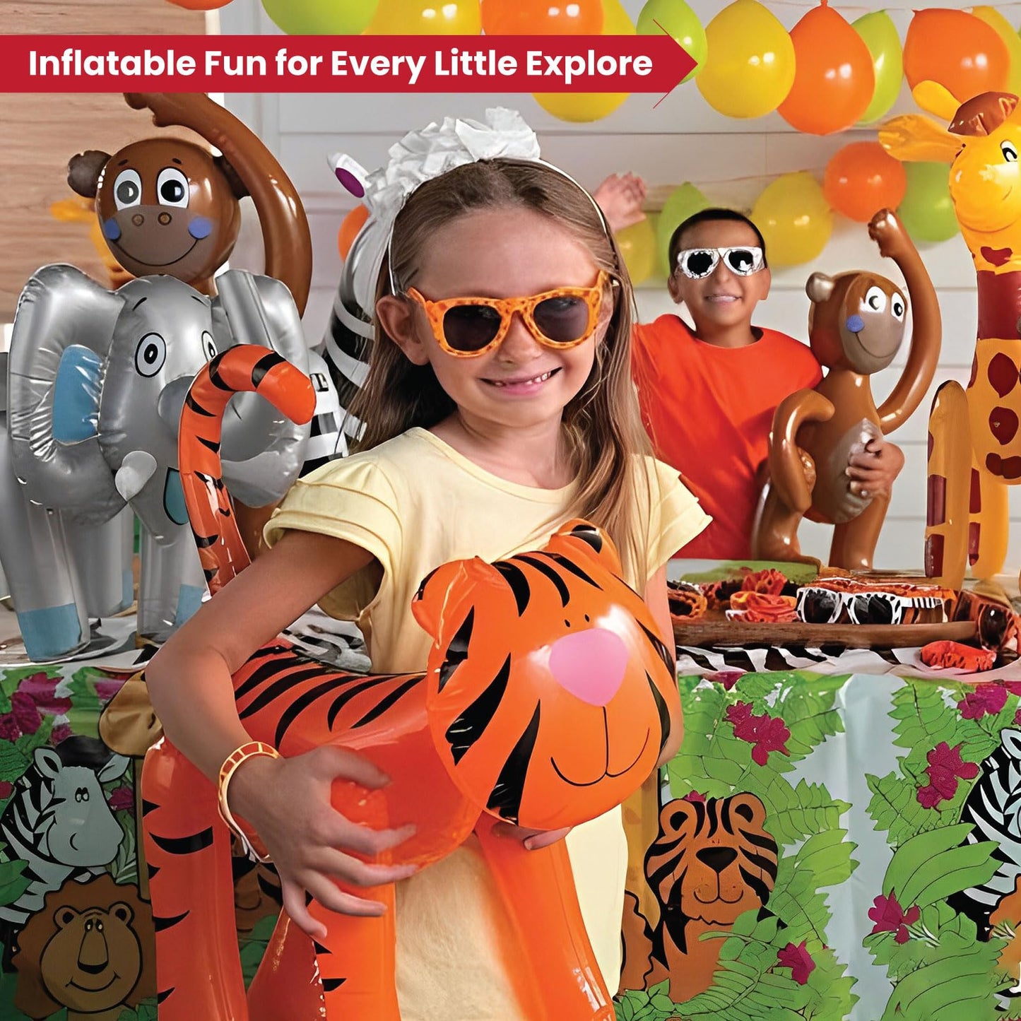 Fun Express Inflatable Safari Animals – 12 Zoo Party Inflatables, Premium Vinyl (Indoor/Outdoor)