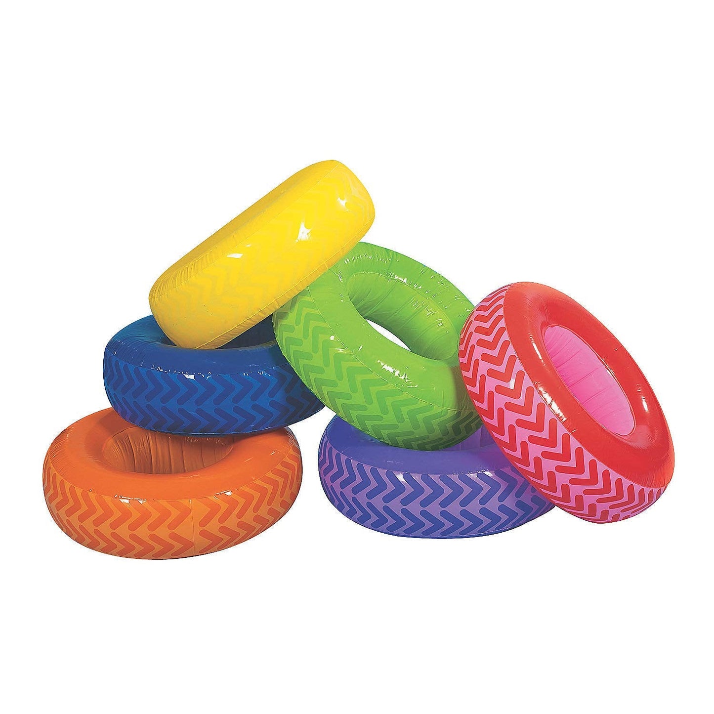 Fun Express Inflatable Obstacle Course Tires – 6-Color Vinyl Set for Indoor & Outdoor Kids PE Equipment