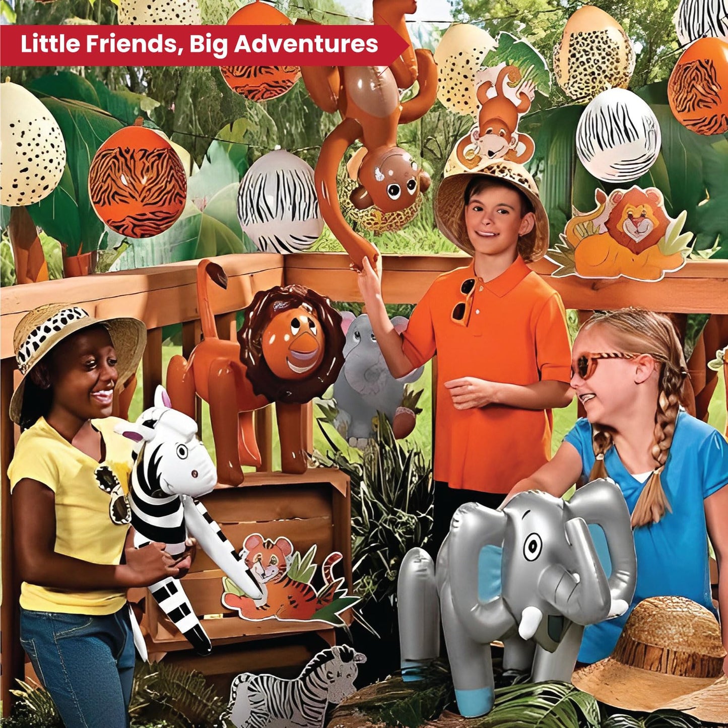 Fun Express Inflatable Safari Animals – 12 Zoo Party Inflatables, Premium Vinyl (Indoor/Outdoor)