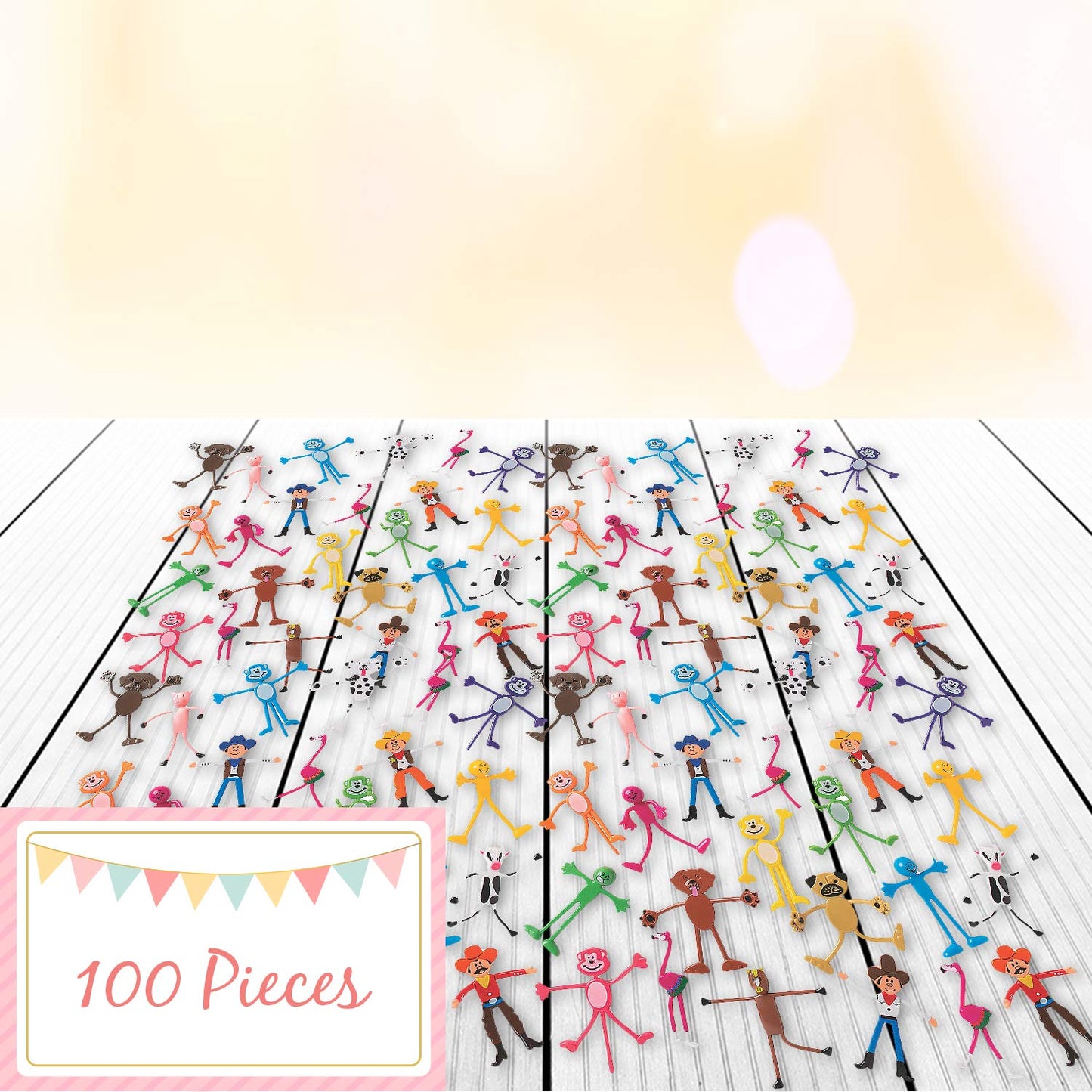 Fun Express Mega Bendable Toy Bulk Assortment - 100 Pieces for Party Favors & Classroom Prizes