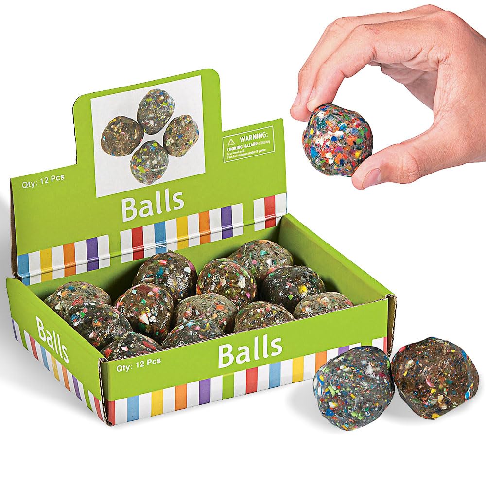 Fun Express Rubber Rock Bouncing Balls - 12 Pieces, 1.5 Inch (38 mm)