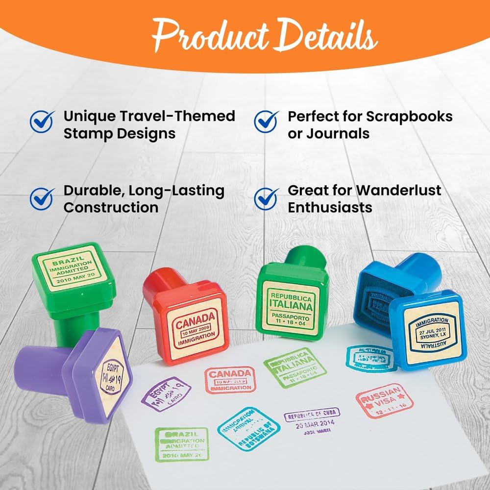 Passport Stampers - 24-Piece Geography Learning Set | Fun Express