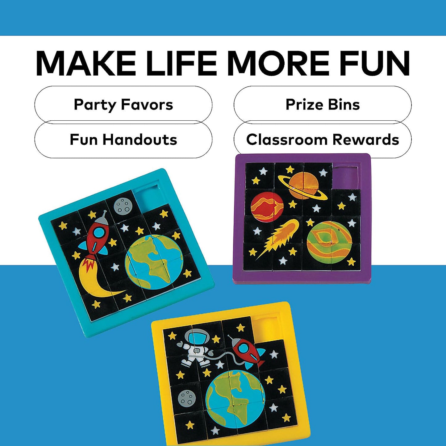Fun Express Space Slide Puzzles – 12 Pieces for VBS Supplies & Party Favors