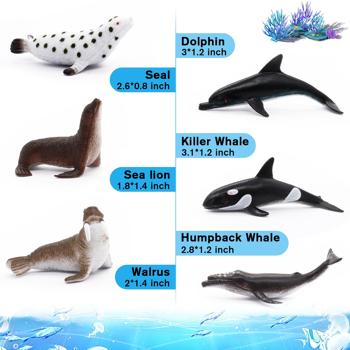 Fun Gift 12 Pcs Sea Creature Figures – Realistic Ocean Toys for Kids & Toddlers