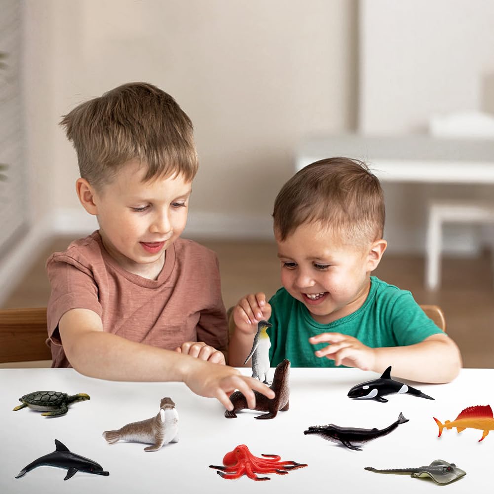 Fun Gift 12 Pcs Sea Creature Figures – Realistic Ocean Toys for Kids & Toddlers
