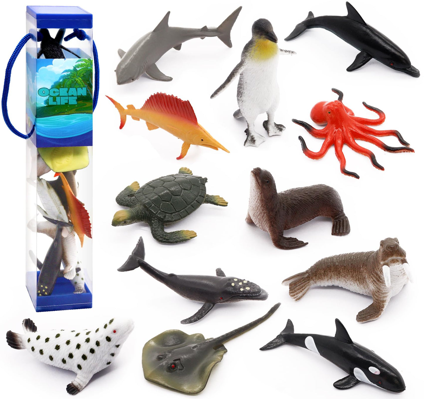 Fun Gift 12 Pcs Sea Creature Figures – Realistic Ocean Toys for Kids & Toddlers