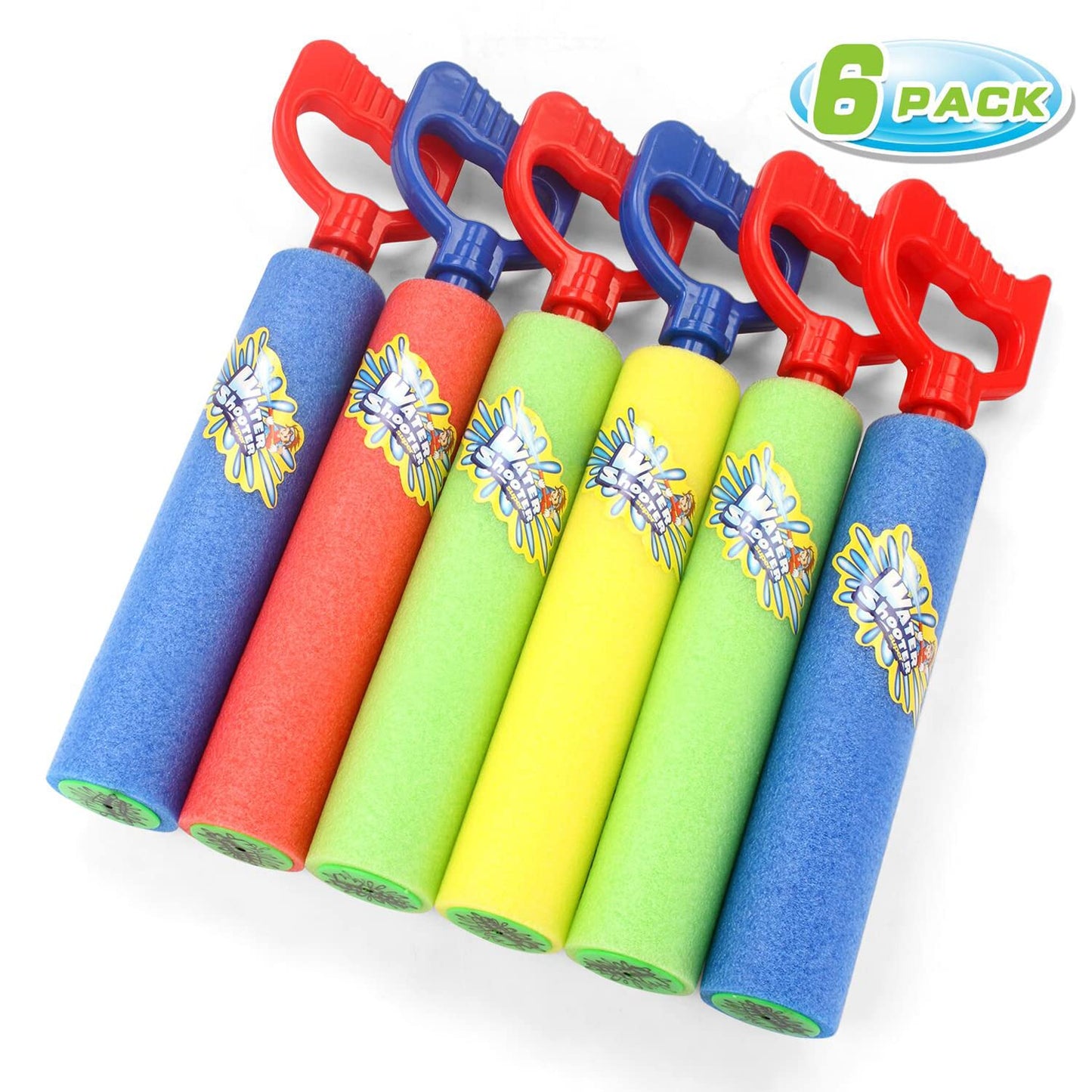 Fun-Here Water Guns Shooter 6 Pack – Foam Soaker Blasters for Summer Fun