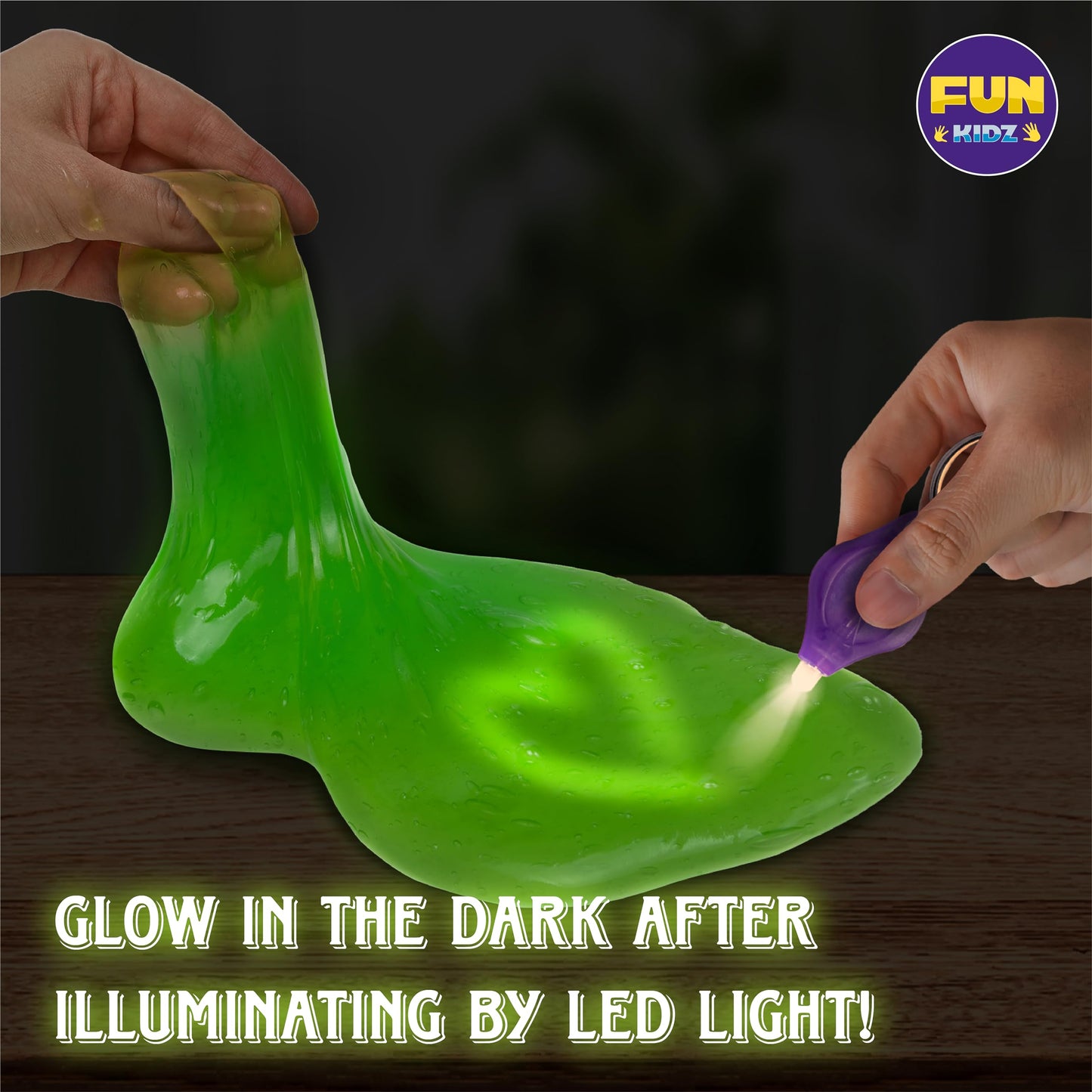 FUN KIDZ Glow in the Dark Slime Kit – 1040 ml, 8 Neon Colors, Soft Non-Sticky Slime for Kids 6+
