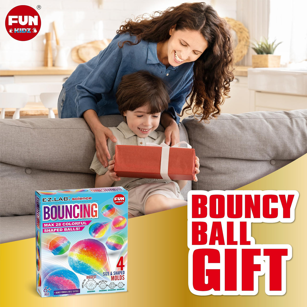FUN KIDZ Big Bouncy Ball Kit for Kids – DIY Ultimate Bouncy Balls Making Kit (Ages 6-12)