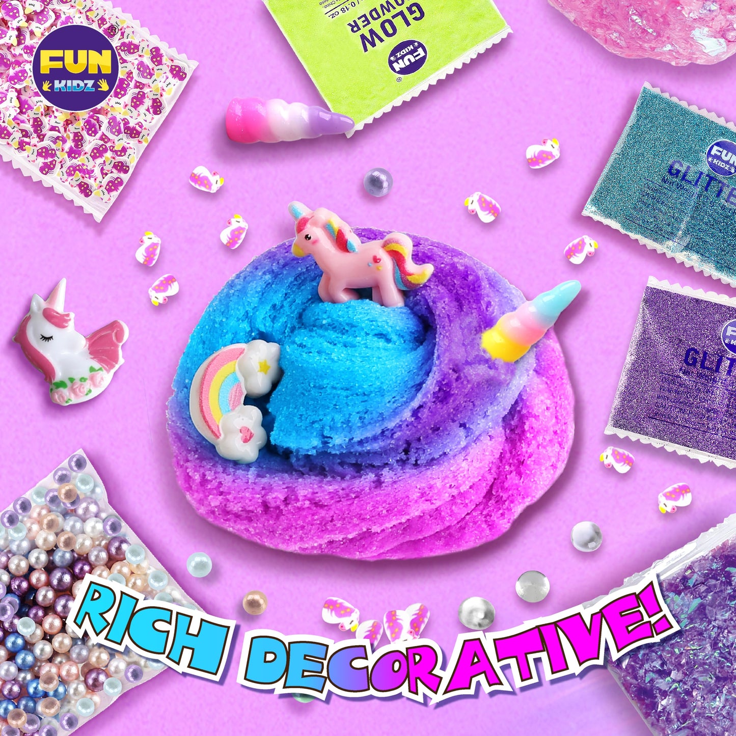 FUN KIDZ Fluffy Unicorn Slime Kit for Girls | Cloud Slime Gift Ages 6+