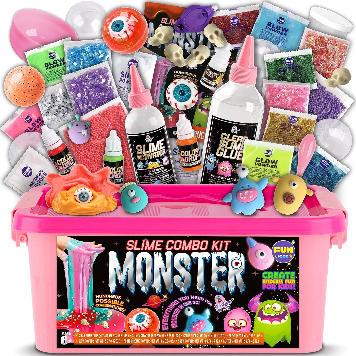 FUN KIDZ Halloween Monster Slime Kit – Glow in the Dark Slime for Girls 6-12