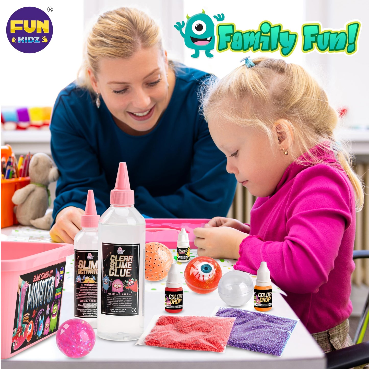 FUN KIDZ Halloween Monster Slime Kit – Glow in the Dark Slime for Girls 6-12